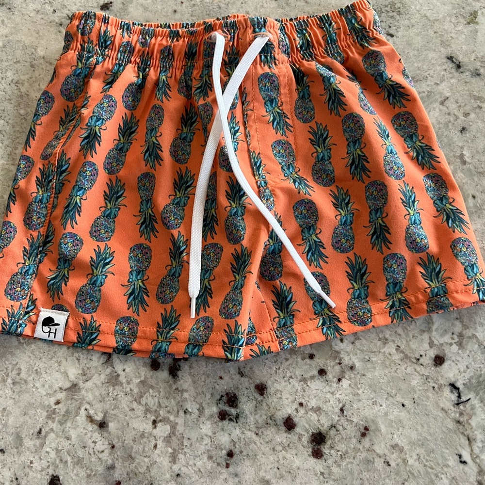 George Hats Orange Pineapple Kids Swim Trunks